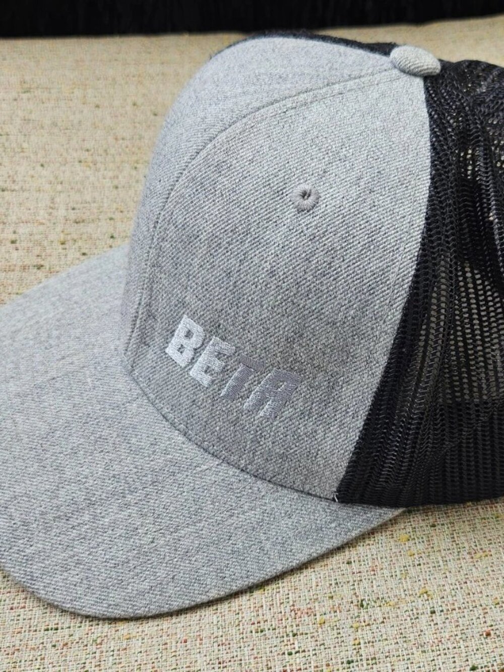 Richardson Men Hat BETA Gray/Black Sport Trucker Hat Size Adjustable